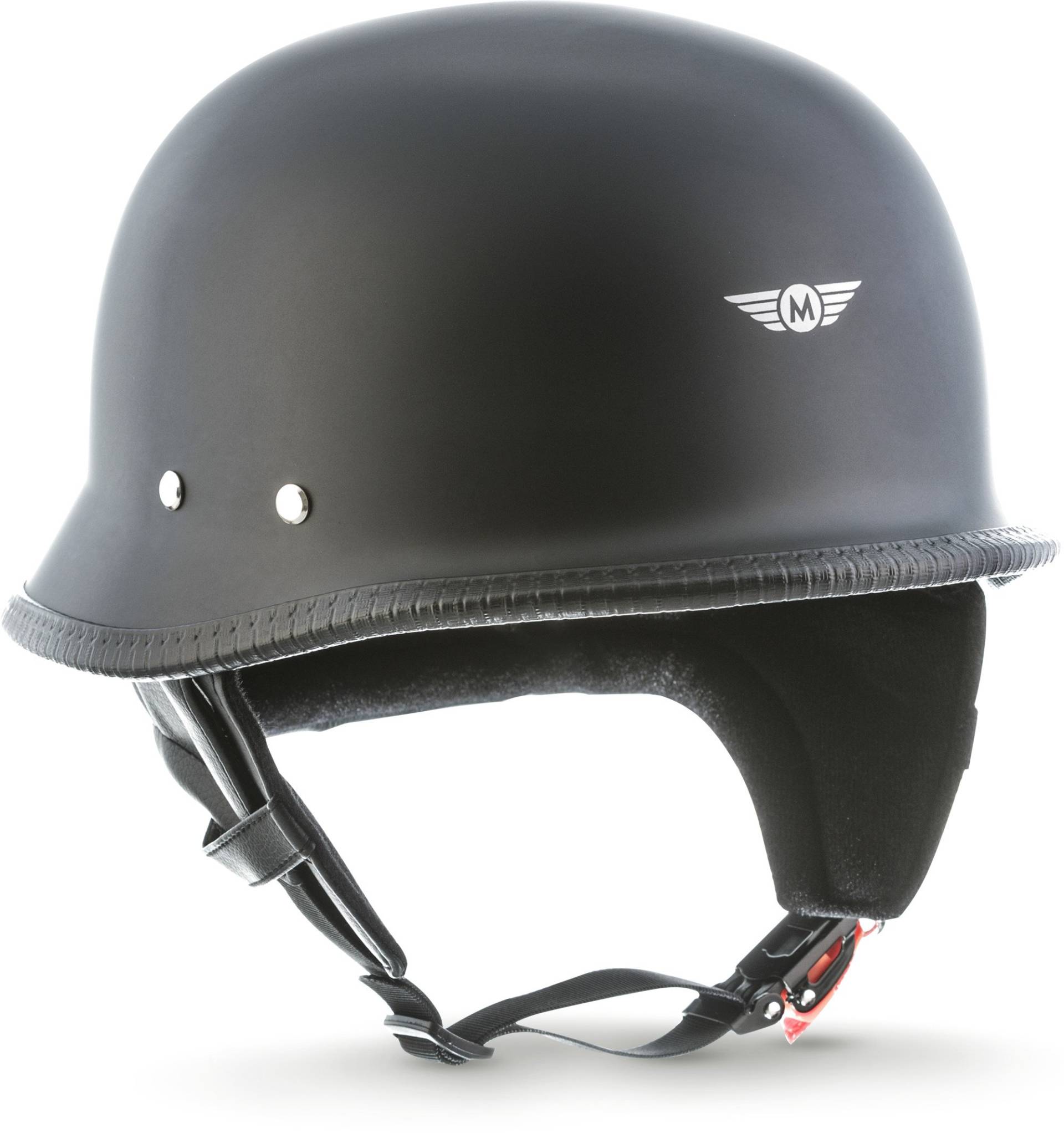 MOTO Helmets® D33 „Matt Black“ · Brain-Cap · Halbschale Jet-Helm Motorrad-Helm Roller-Helm Scooter-Helm Bobber Mofa-Helm Chopper Retro Cruiser Vintage Pilot · Schnellverschluss Tasche M (57-58cm) von Moto Helmets