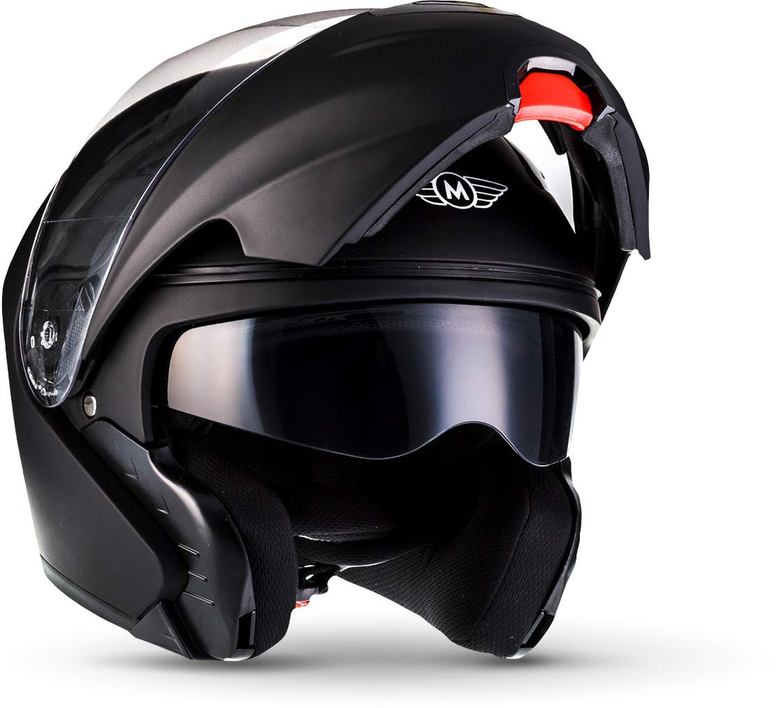 Moto Helmets® F19 „Matt Black“ · Motorrad-Helm · Klapp-Helm Modular-Helm Flip-up Integral-Helm Motorrad-Helm Roller-Helm Cruiser · ECE 22.05 Sonnenvisier Schnellverschluss Tasche M (57-58cm) von Moto Helmets