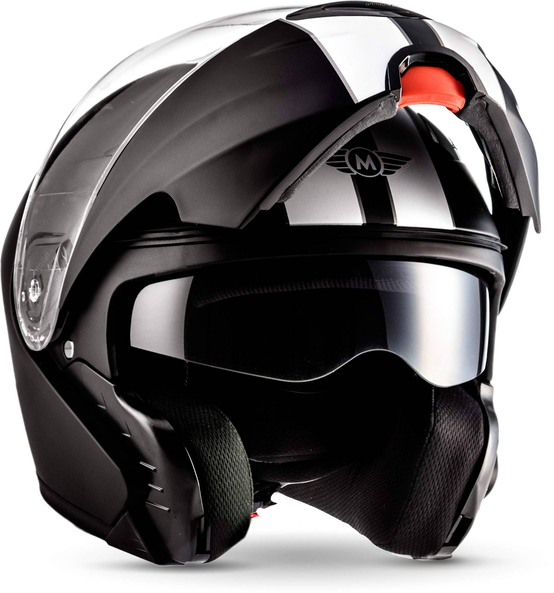 Moto Helmets® F19 „Racing Black“ · Motorrad-Helm · Klapp-Helm Modular-Helm Flip-up Integral-Helm Motorrad-Helm Roller-Helm MTB · ECE 22.05 Sonnenvisier Schnellverschluss Tasche XS (53-54cm) von Moto Helmets