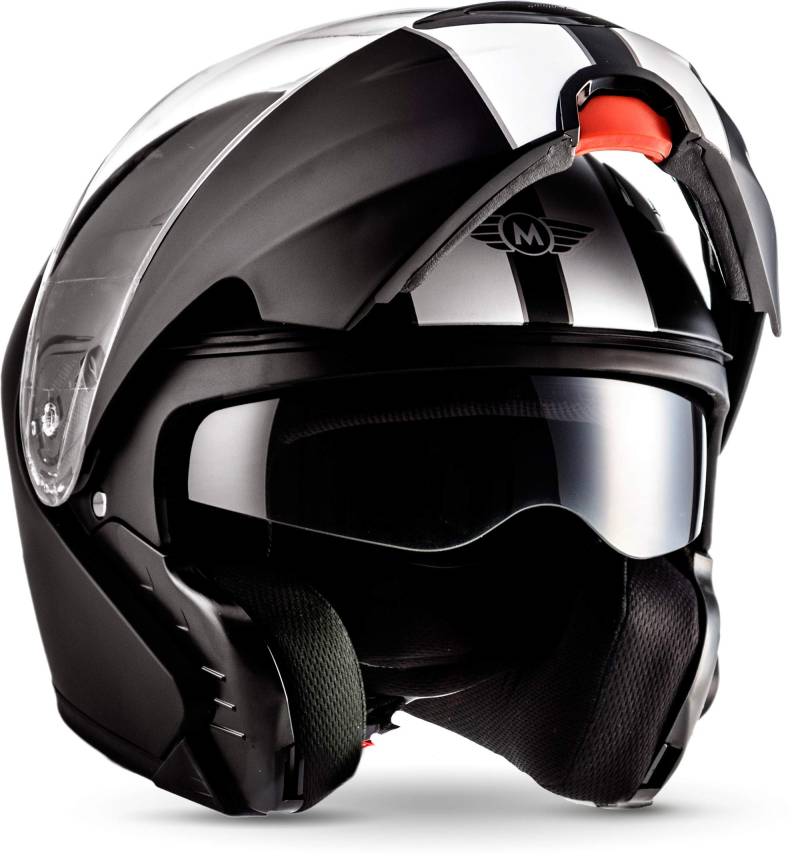 MOTO Helmets® F19 „Racing Black“ · Motorrad-Helm · Klapp-Helm Modular-Helm Flip-up Integral-Helm Motorrad-Helm Roller-Helm MTB · ECE 22.05 Sonnenvisier Schnellverschluss Tasche XS (53-54cm) von Moto Helmets