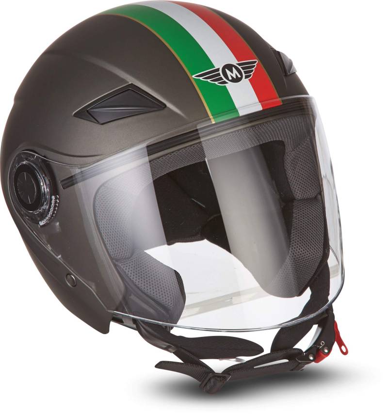 Moto Helmets® U52 „Venice Titan“ · Jet-Helm · Motorrad-Helm Roller-Helm Scooter-Helm Bobber Mofa-Helm Chopper Retro Cruiser Vintage Pilot Biker · ECE Visier Schnellverschluss Tasche XS (53-54cm) von Moto Helmets