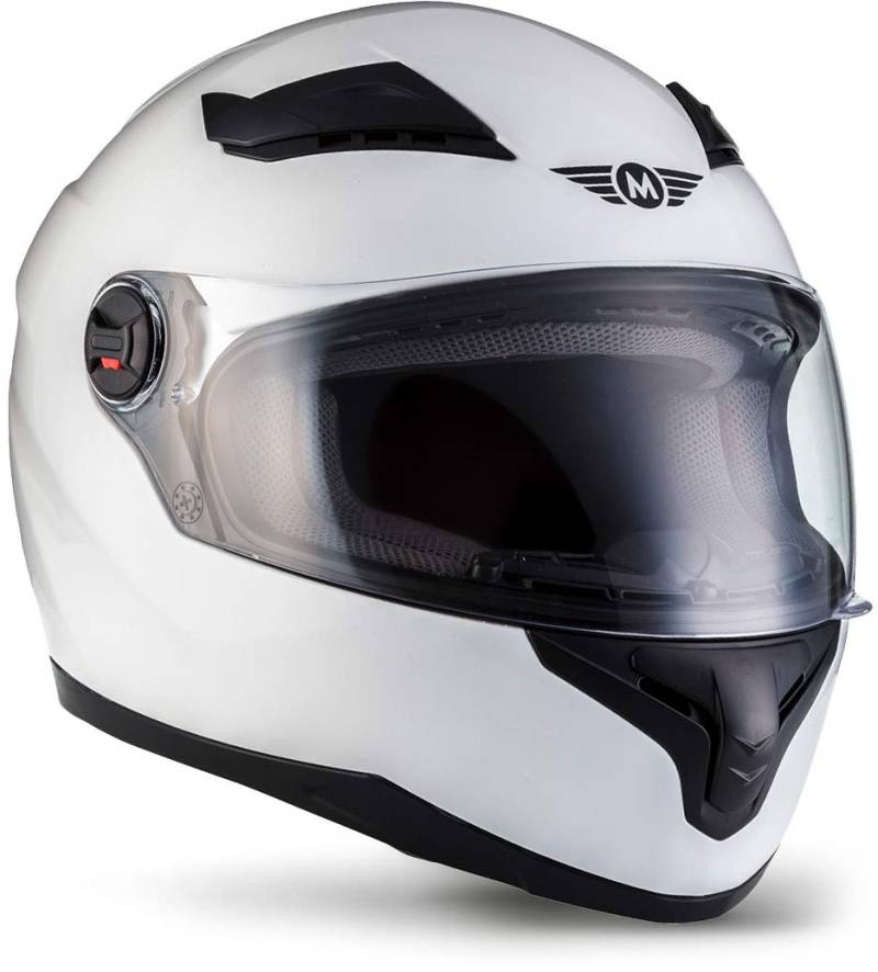 MOTO Helmets® X86 „Gloss White“ · Integral-Helm · Full-Face Motorrad-Helm Roller-Helm Scooter-Helm · ECE Visier Schnellverschluss Tasche M (57-58cm) von Moto Helmets