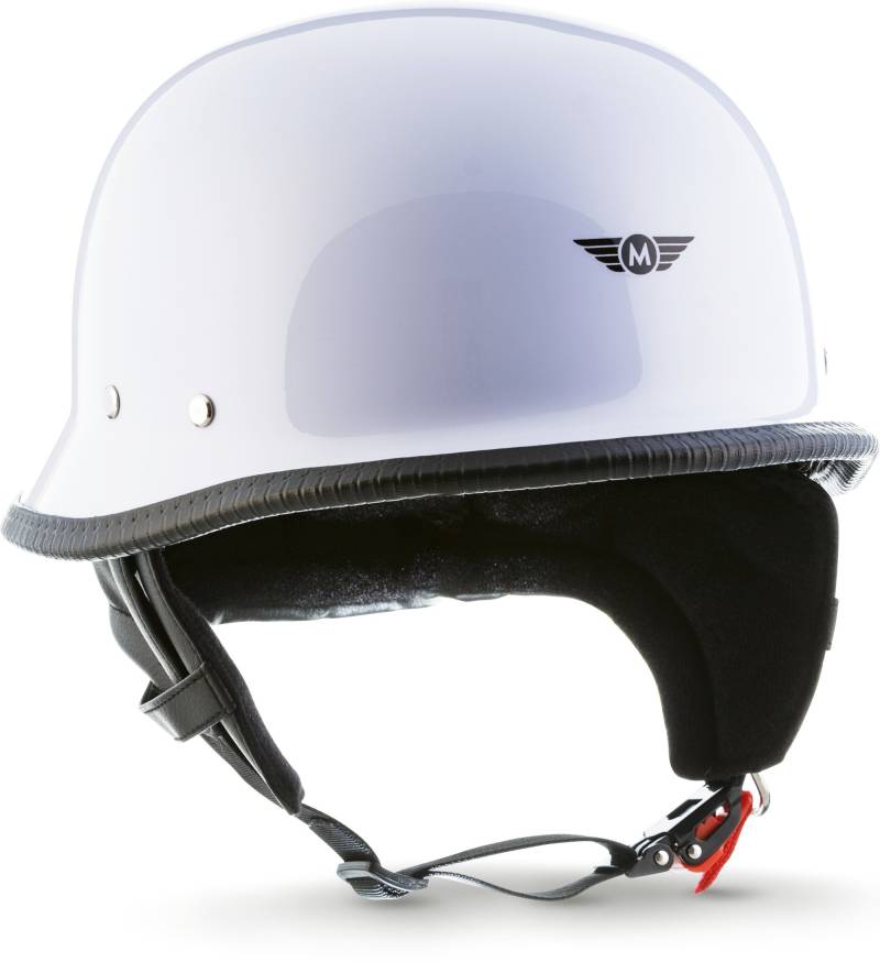 Moto Helmets® D33 „White“ · Brain-Cap · Halbschale Jet-Helm Motorrad-Helm Roller-Helm Scooter-Helm Bobber Mofa-Helm Chopper Retro Cruiser Vintage Pilot Biker · Schnellverschluss Tasche M (57-58cm) von Moto Helmets