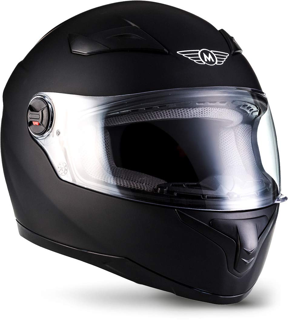 MOTO Helmets® X86 „Matt Black“ · Integral-Helm · Full-Face Motorrad-Helm Roller-Helm Scooter-Helm · ECE Visier Schnellverschluss Tasche M (57-58cm) von Moto Helmets