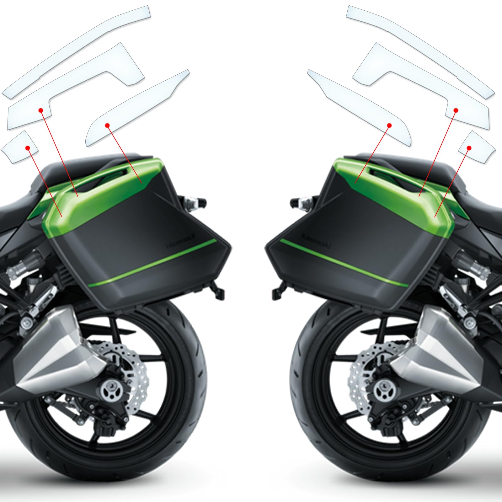 Kofferschutzfolie Steinschlag Lackschutzfolie Kratzschutz Transparent geeignet für Kawasaki Ninja H2 SX SE 2018+ von Moto Screenies