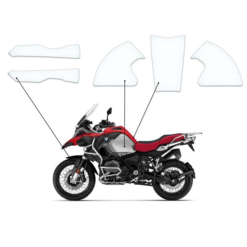 Steinschlag Lackschutzfolie Kratzschutz Transparent geeignet für BMW R1200 GS ADVENTURE 2013-2018 nur mit Tank von Moto Screenies