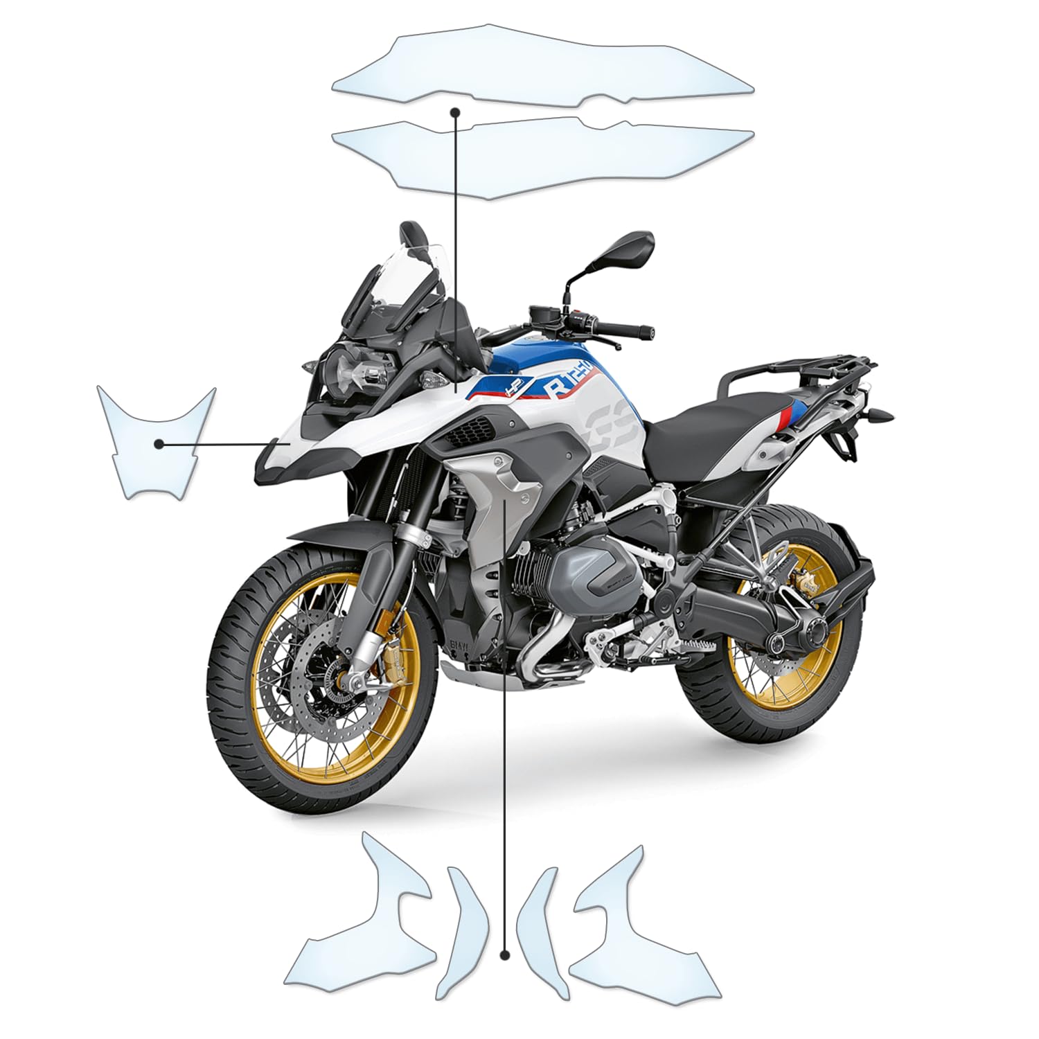 Steinschlag Lackschutzfolie Kratzschutz Transparent geeignet für BMW R1250GS 2019+ von Moto Screenies