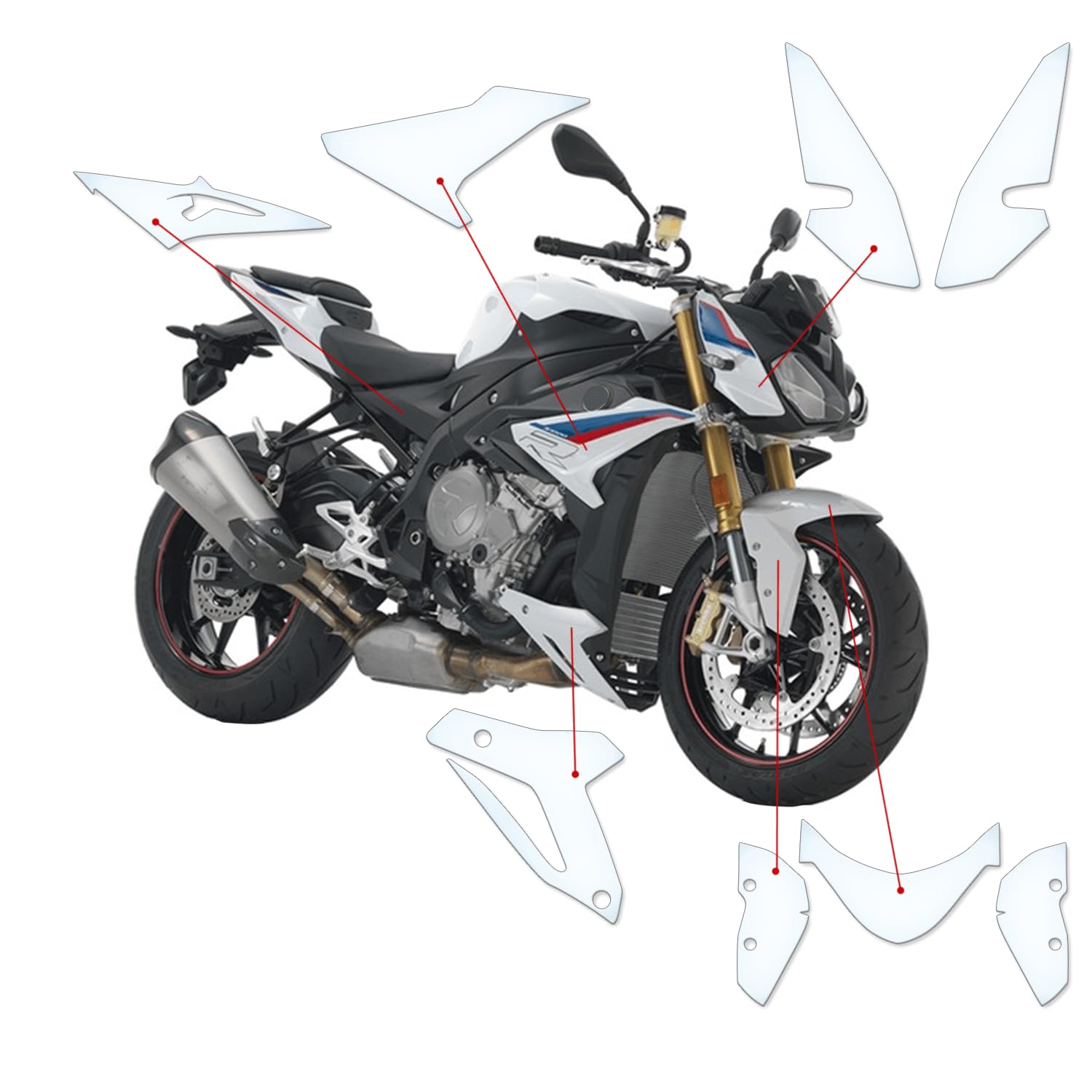 Steinschlag Lackschutzfolie Kratzschutz Transparent geeignet für BMW S1000R 2017 von Moto Screenies