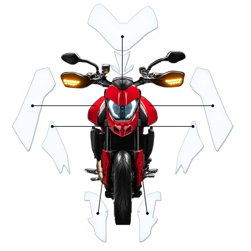 Steinschlag Lackschutzfolie Kratzschutz Transparent geeignet für Ducati Hypermotard 950 von Moto Screenies