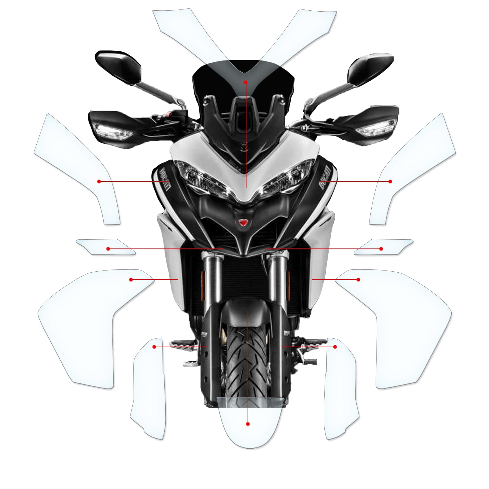 Steinschlag Lackschutzfolie Kratzschutz Transparent geeignet für Ducati Multistrada 950 2017+ von Moto Screenies