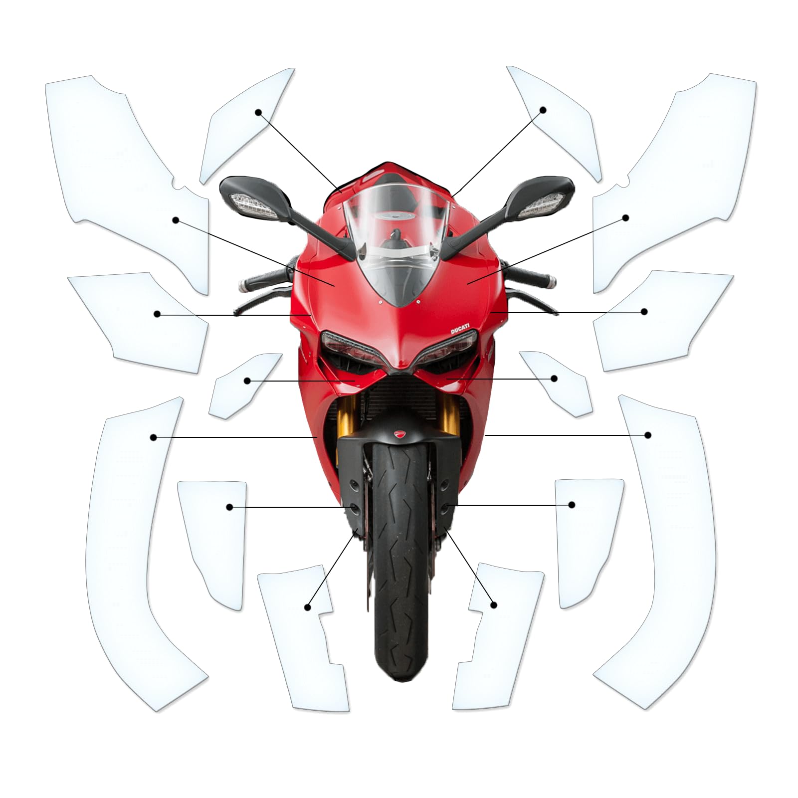 Steinschlag Lackschutzfolie Kratzschutz Transparent geeignet für Ducati Panigale 899 1199 2012-2017 von Moto Screenies