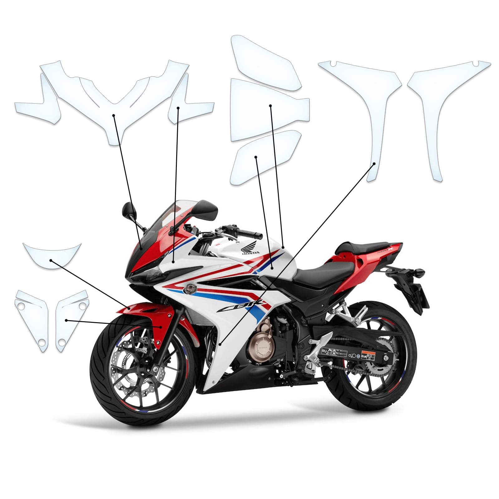 Steinschlag Lackschutzfolie Kratzschutz Transparent geeignet für Honda CBR 500 R von Moto Screenies