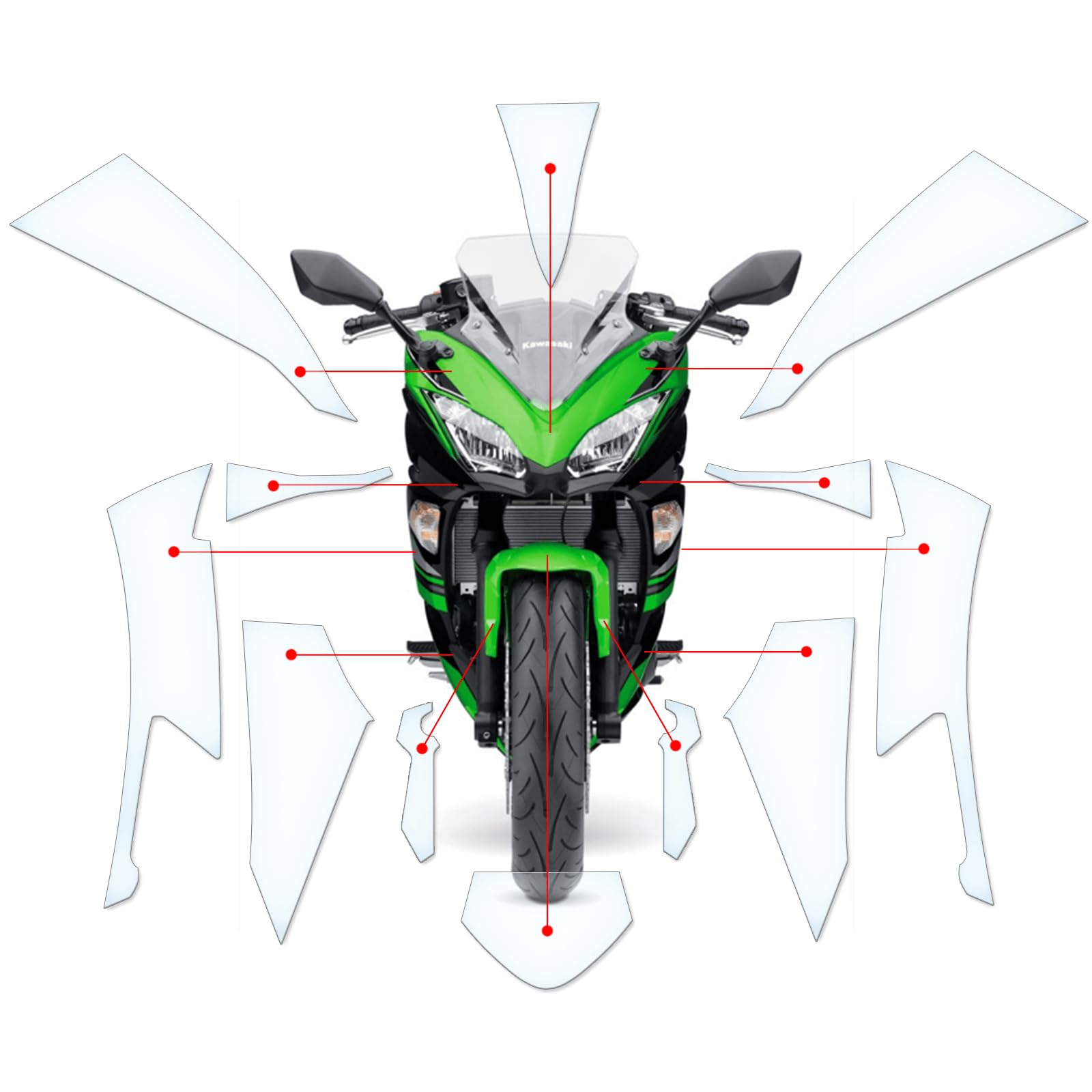 Steinschlag Lackschutzfolie Kratzschutz Transparent geeignet für Kawasaki Ninja 650 2017+ von Moto Screenies