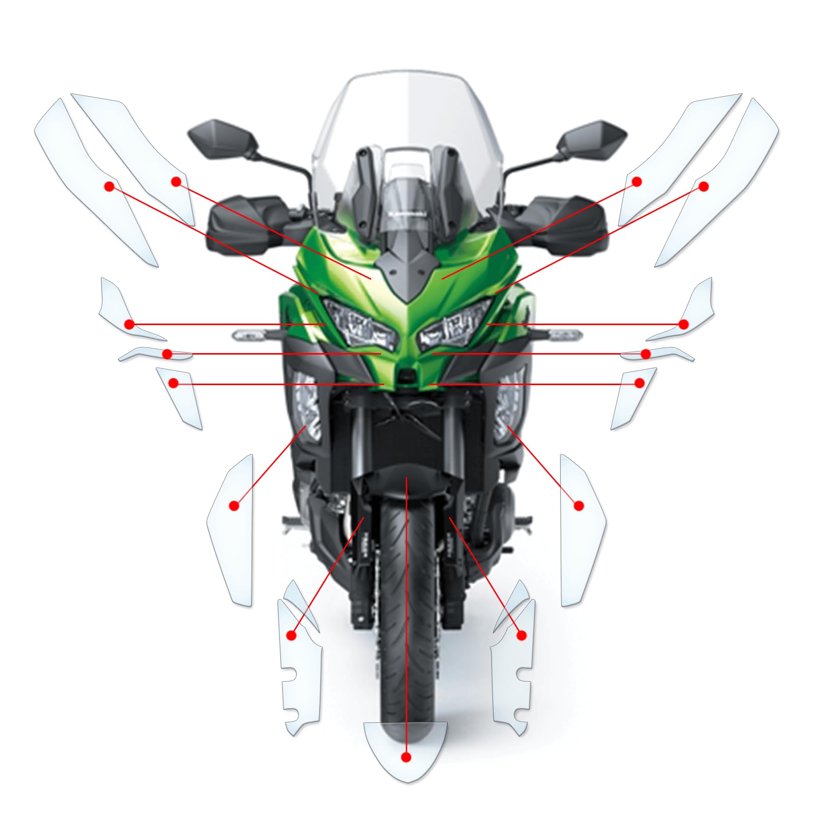 Steinschlag Lackschutzfolie Kratzschutz Transparent geeignet für Kawasaki Versys 1000 SE 2019 von Moto Screenies