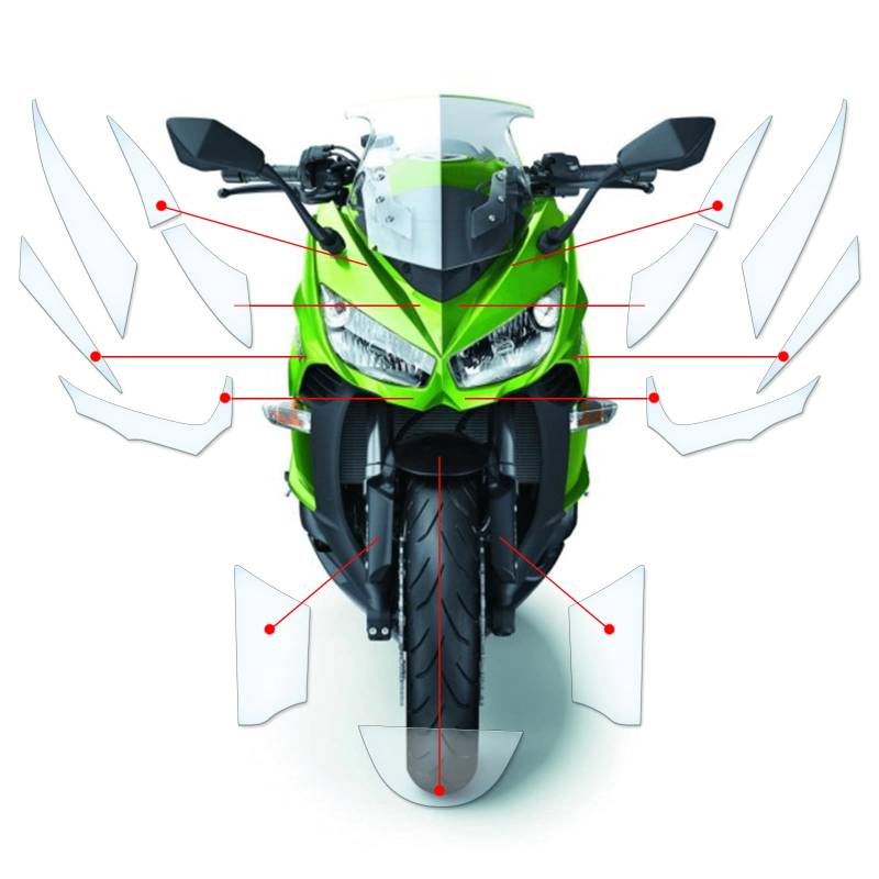 Steinschlag Lackschutzfolie Kratzschutz Transparent geeignet für Kawasaki Z1000SX 2014-2016 von Moto Screenies