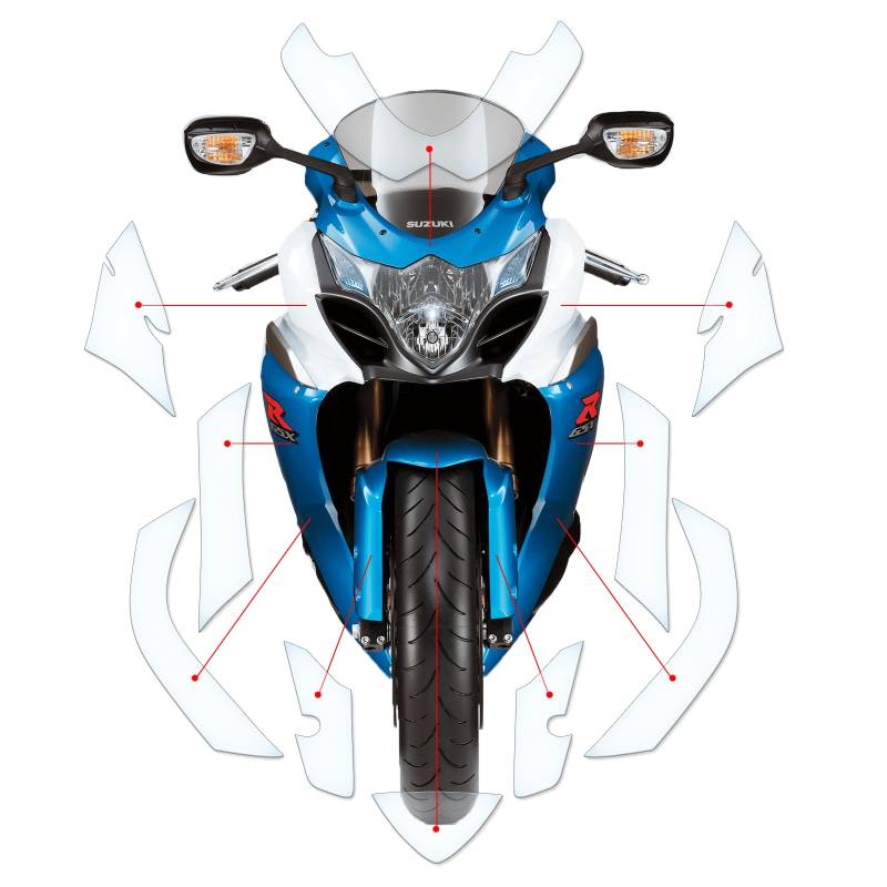 Steinschlag Lackschutzfolie Kratzschutz Transparent geeignet für Suzuki GSX R 1000 2009-2016 K9 - L4 von Moto Screenies