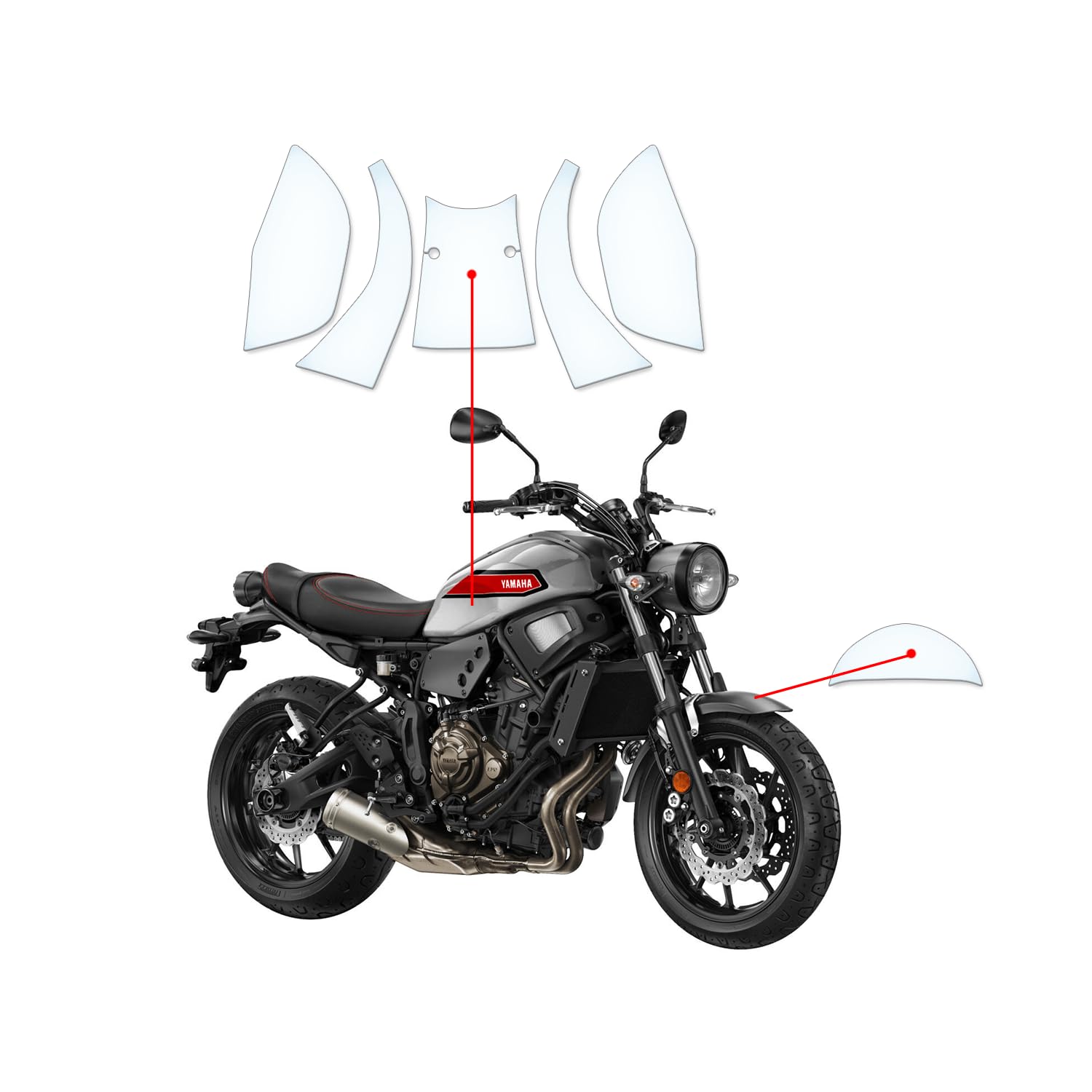 Steinschlag Lackschutzfolie Kratzschutz Transparent geeignet für Yamaha XSR 700 2015+ nur mit Tank von Moto Screenies