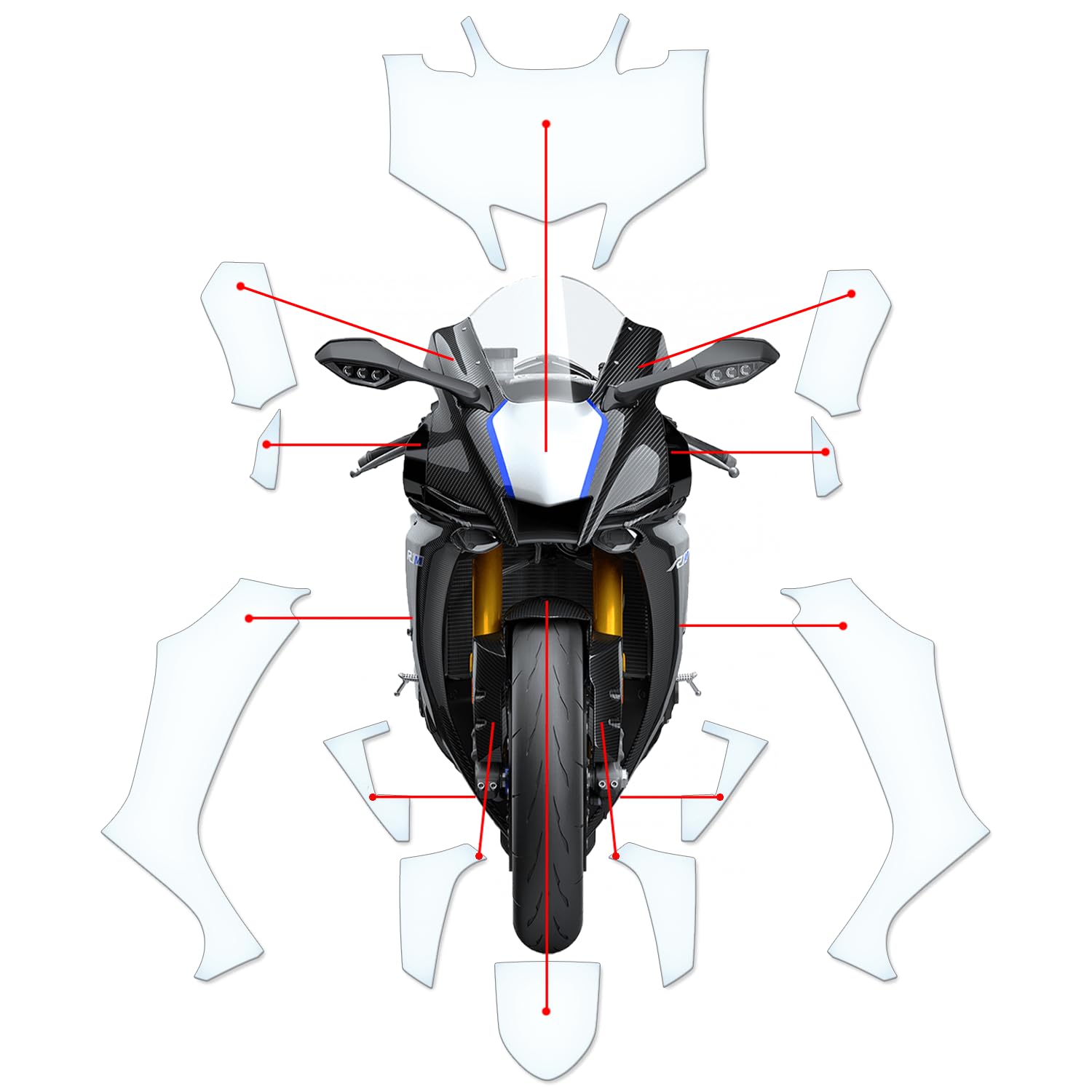 Steinschlag Lackschutzfolie Kratzschutz Transparent geeignet für Yamaha YZF-R1M 2020+ von Moto Screenies