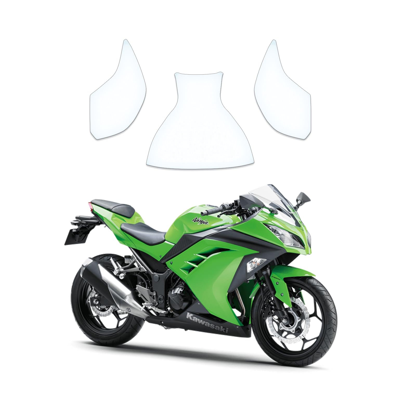 Tankschutzfolie Lackschutz Tankpad Transparent geeignet für Kawasaki Ninja 300 2013-2018 von Moto Screenies