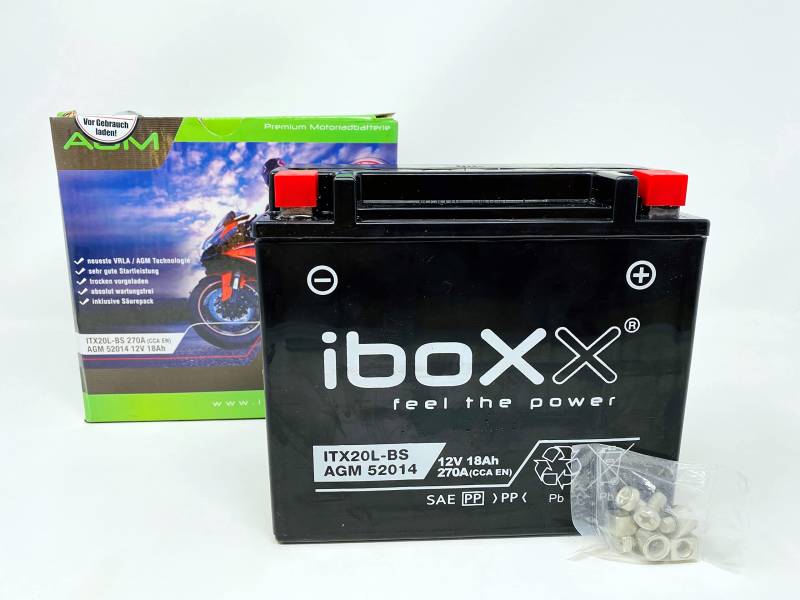 Motorrad Batterie YTX20L-BS kompatibel mit Kymco MXU 500 4X4 DX IRS LOF Z20001 2012-2014 von MotoX-treme