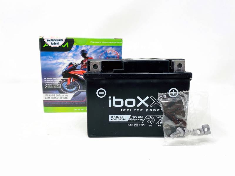 Motorrad Batterie YTX4L-BS kompatibel mit ATU kompatibel mit Explorer 50 4T Speed 2018-2019 von MotoX-treme