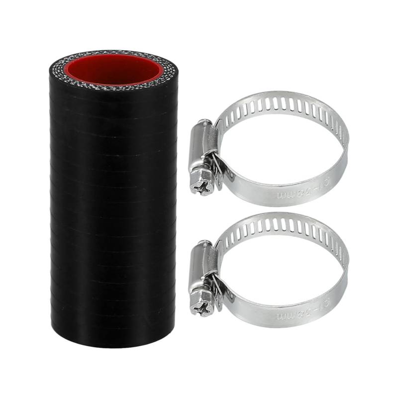 Motoforti 1 Satz 25mm 0,98" ID 76mm 2,99" Länge 0 Grad Schwarz Rotes Auto Silikonschlauch mit Schellen Kühlmittelschlauch Universal von Motoforti