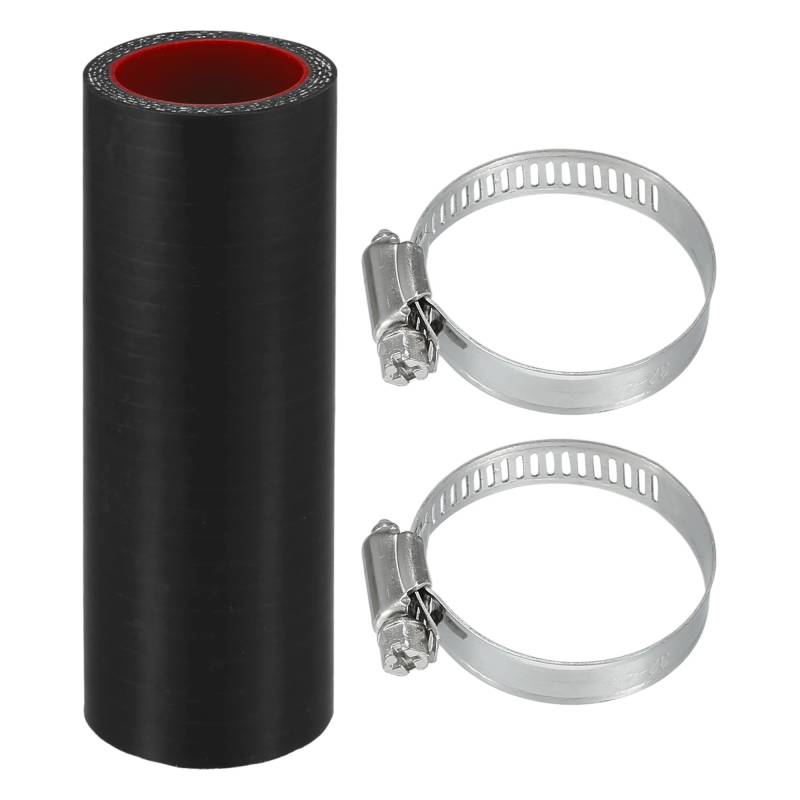 Motoforti 1 Satz 28mm 1,10" ID 100mm 3,94" Länge 0 Grad Schwarz Rote Autosilikon-Schlauch mit Schellen Kühlmittelschlauch Universal von Motoforti