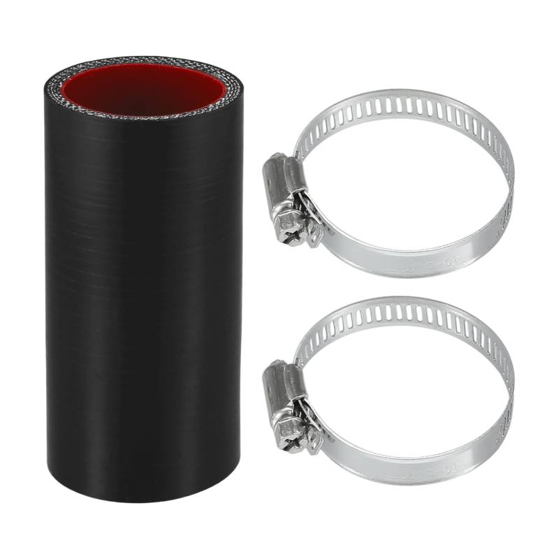 Motoforti 1 Satz 38mm 1,50" ID 100mm 3,94" Länge 0 Grad Schwarz Rote Autosilikon-Schlauch mit Schellen Kühlmittelschlauch Universal von Motoforti