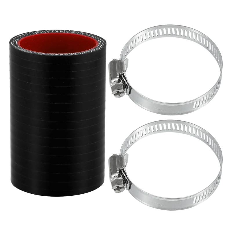 Motoforti 1 Satz 42mm 1,65" ID 76mm 2,99" Länge 0 Grad Schwarz Rotes Auto Silikonschlauch mit Schellen Kühlmittelschlauch Universal von Motoforti