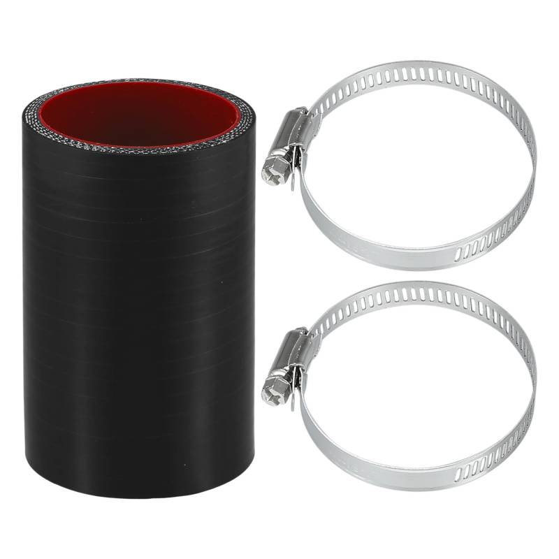 Motoforti 1 Satz 54mm 2,13" ID 100mm 3,94" Länge 0 Grad Schwarz Rote Autosilikon-Schlauch mit Schellen Kühlmittelschlauch Universal von Motoforti