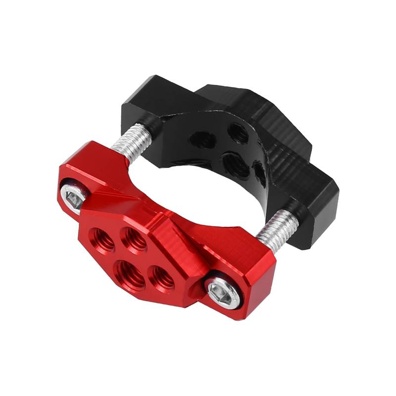 Motoforti 17 bis 32mm Universal Lenkerklemme, verstellbare Rückspiegelverlängerung, Offroad-Scheinwerferhalterung für Motorrad, Sportbike, Scooter, Schwarz, Rot von Motoforti