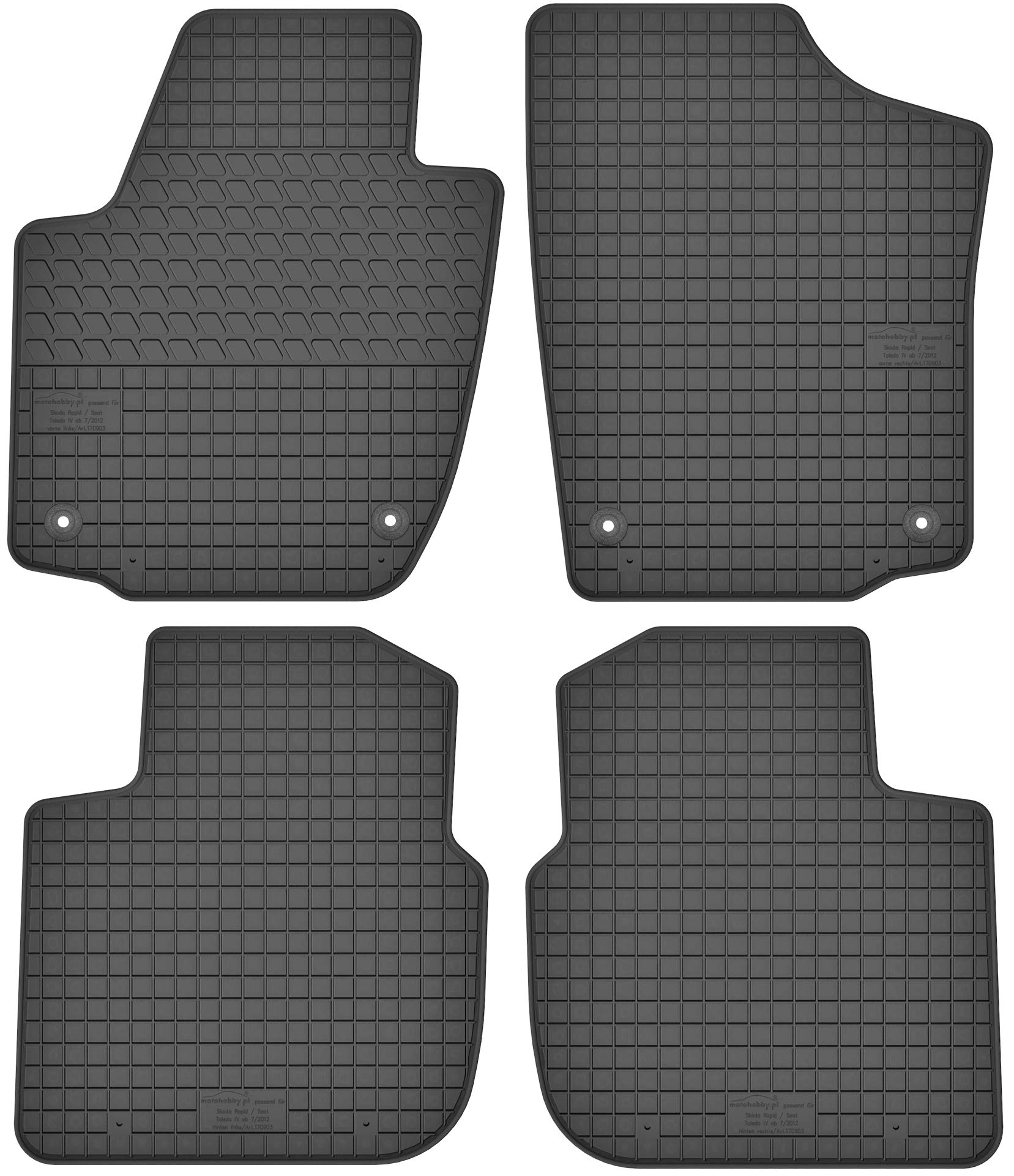 Gummimatten Gummi Fußmatten Satz für Skoda Rapid/Seat Toledo IV (2012-2018) von Motohobby