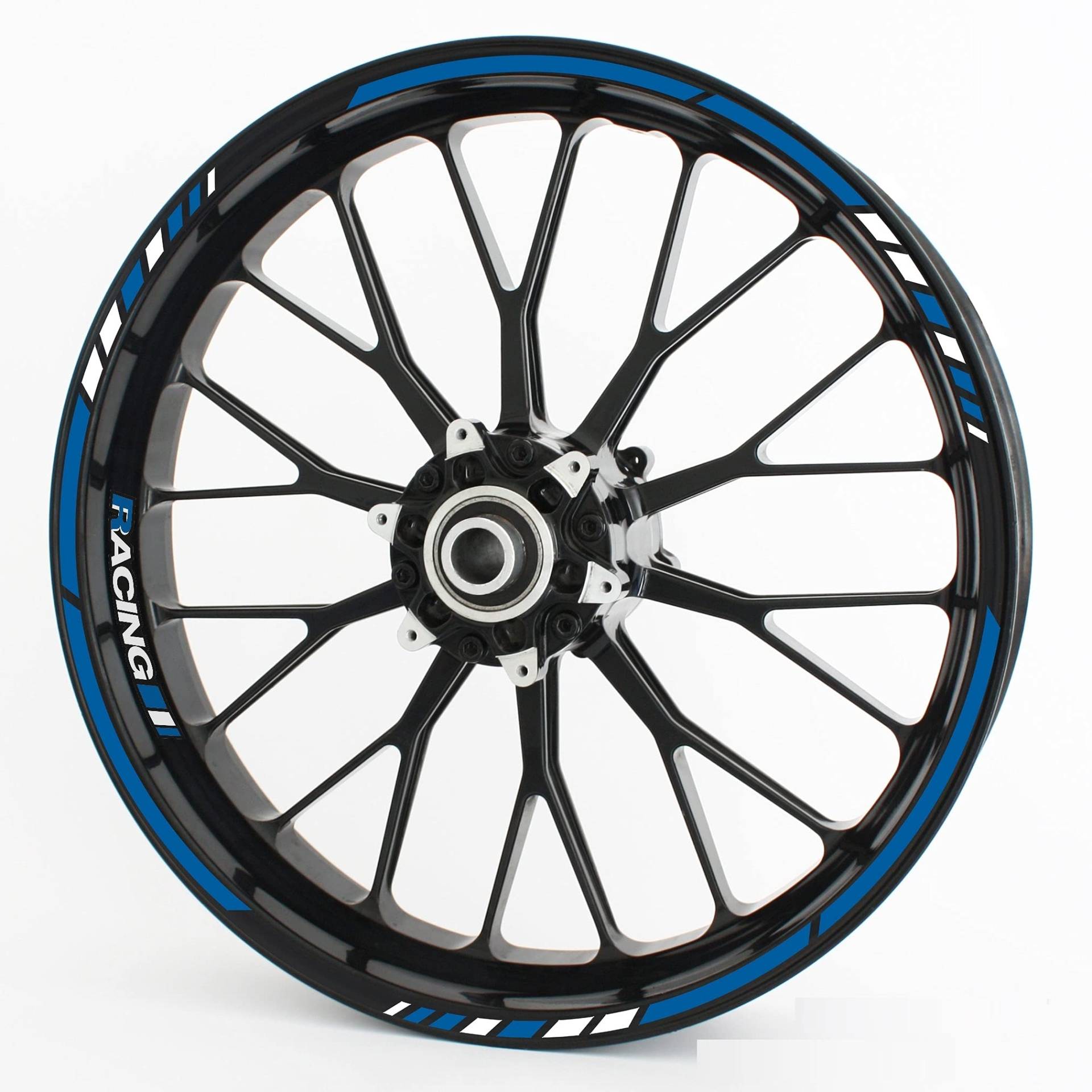 Felgenrandaufkleber RS - Komplettset für 15" 16" 17" 18" 19" - Farbe & Design wählbar - Blau, Design 3 von Motoking