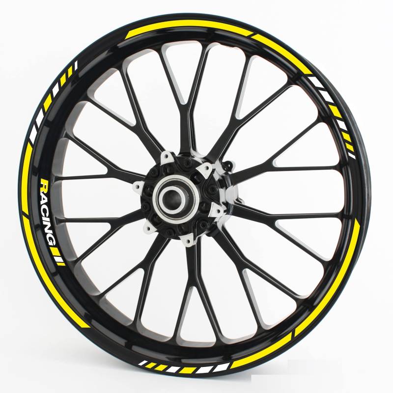 Felgenrandaufkleber RS - Komplettset für 15" 16" 17" 18" 19" - Farbe & Design wählbar - Gelb, Design 3 von Motoking