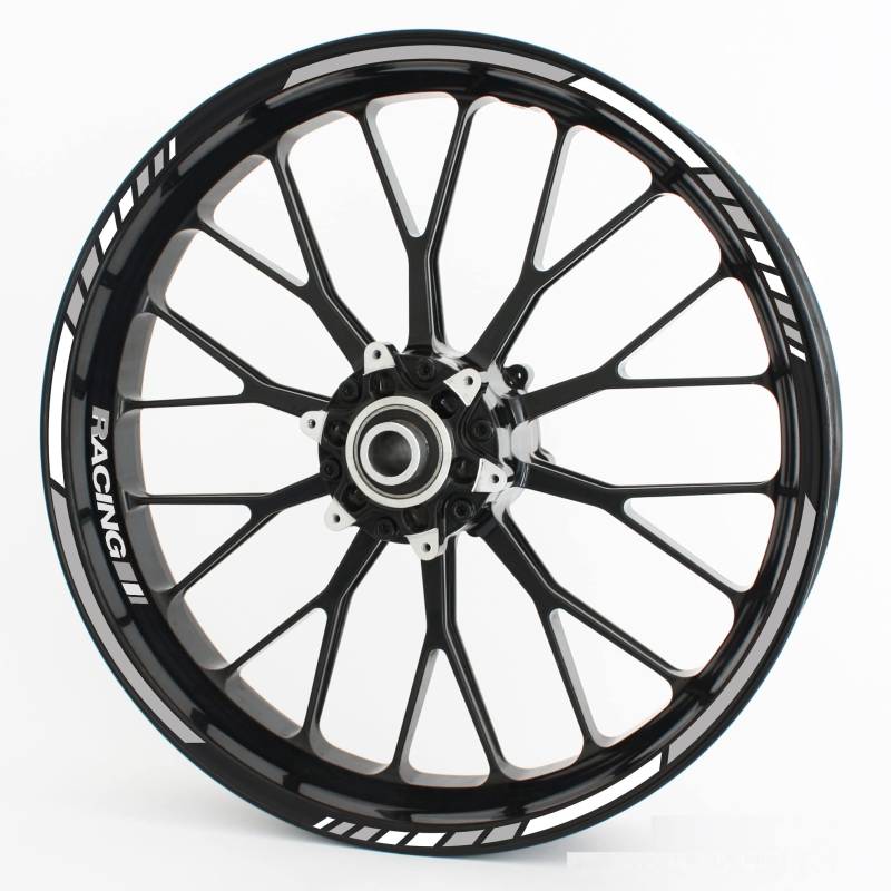 Felgenrandaufkleber RS - Komplettset für 15" 16" 17" 18" 19" - Farbe & Design wählbar - Grau, Design 1 von Motoking