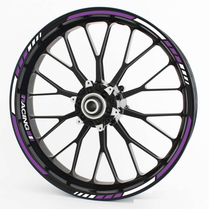 Felgenrandaufkleber RS - Komplettset für 15" 16" 17" 18" 19" - Farbe & Design wählbar - Lila, Design 2 von Motoking