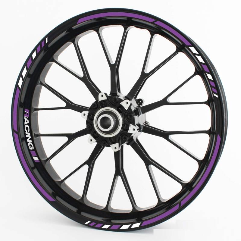 Felgenrandaufkleber RS - Komplettset für 15" 16" 17" 18" 19" - Farbe & Design wählbar - Lila, Design 3 von Motoking