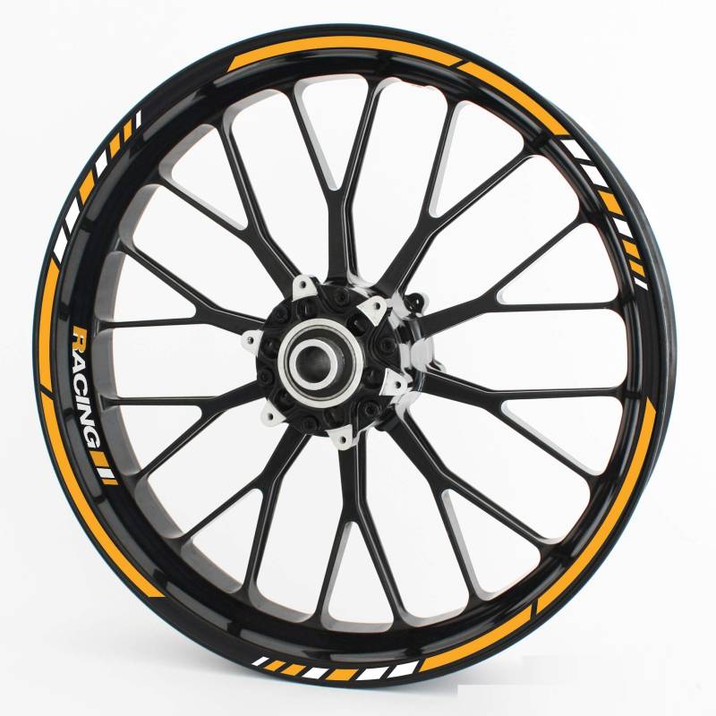 Felgenrandaufkleber RS - Komplettset für 15" 16" 17" 18" 19" - Farbe & Design wählbar - Orange, Design 3 von Motoking