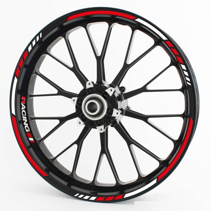 Felgenrandaufkleber RS - Komplettset für 15" 16" 17" 18" 19" - Farbe & Design wählbar - Rot, Design 2 von Motoking