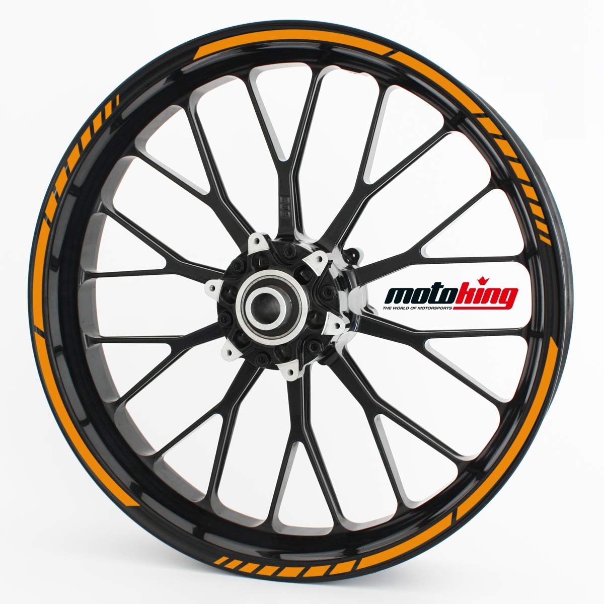 Felgenrandaufkleber im GP Design - Vorgekrümmt für 20" bis 24" - Felgenaufkleber - Für Motorrad, Auto & mehr - Farbe: Orange Matt von Motoking