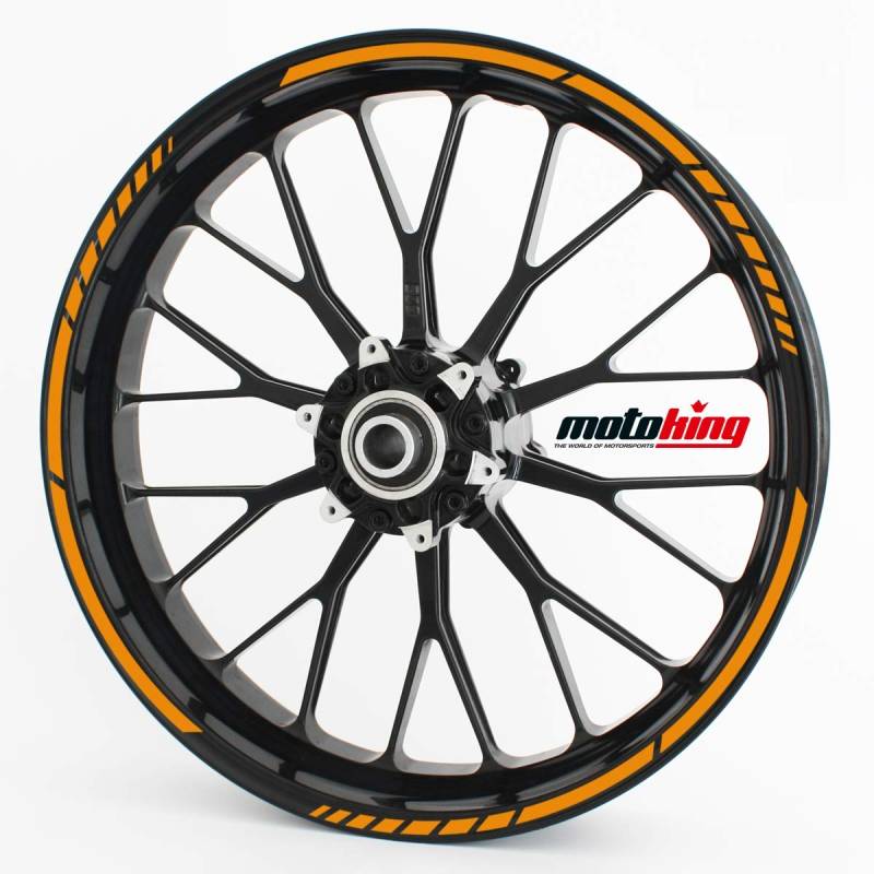 Felgenrandaufkleber im GP Design - Vorgekrümmt für 20" bis 24" - Felgenaufkleber - Für Motorrad, Auto & mehr - Farbe: Orange Matt von Motoking