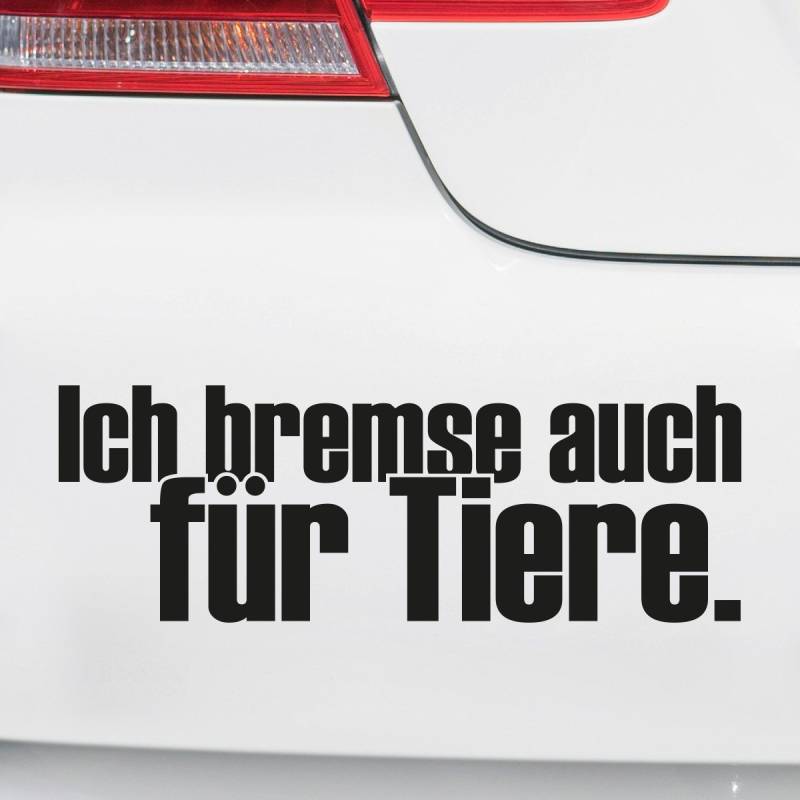 Motoking Autoaufkleber - Lustige Sprüche & Motive für Ihr Auto - Ich Bremse auch für Tiere. - 12 x 4,1 cm - Schwarz Glänzend von Motoking