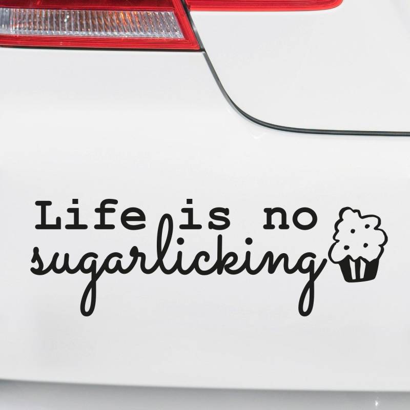 Motoking Autoaufkleber - Lustige Sprüche & Motive für Ihr Auto - Life is no sugarlicking - 17 x 5,5 cm - Schwarz Seidenmatt von Motoking