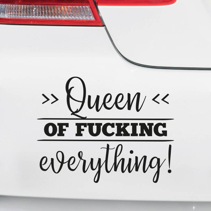 Motoking Autoaufkleber - Lustige Sprüche & Motive für Ihr Auto - Queen of Fucking Everything! - 12 x 9,2 cm - Gold Glänzend von Motoking