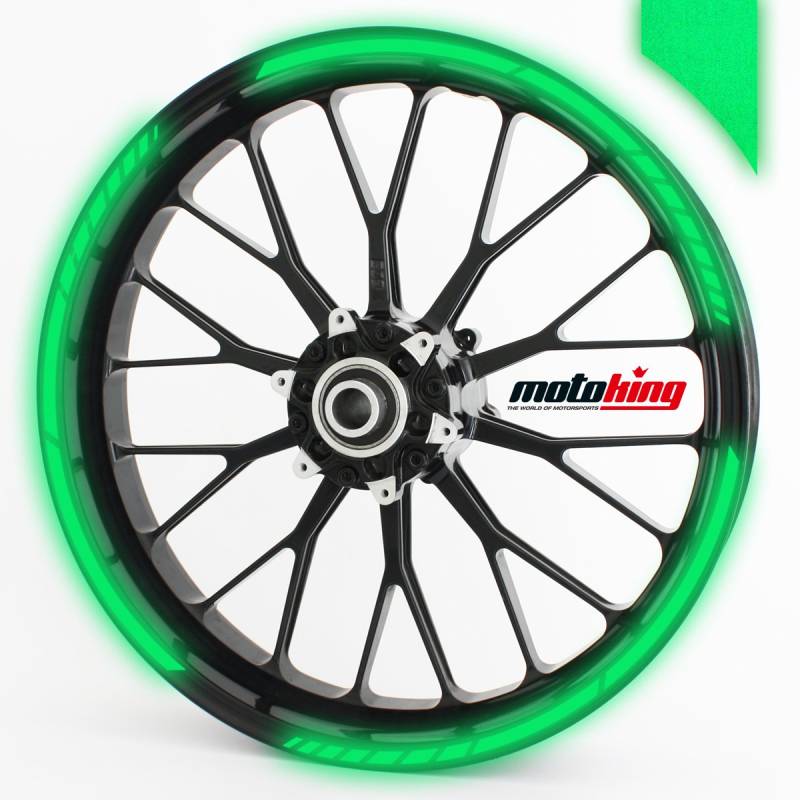 Motoking Felgenrandaufkleber im GP Design REFLEKTIEREND/für 15" bis 19" / REFLEKTIEREND GRÜN von Motoking