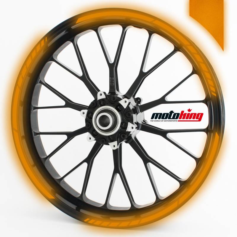 Motoking Felgenrandaufkleber im GP Design REFLEKTIEREND/für 15" bis 19" / REFLEKTIEREND ORANGE von Motoking