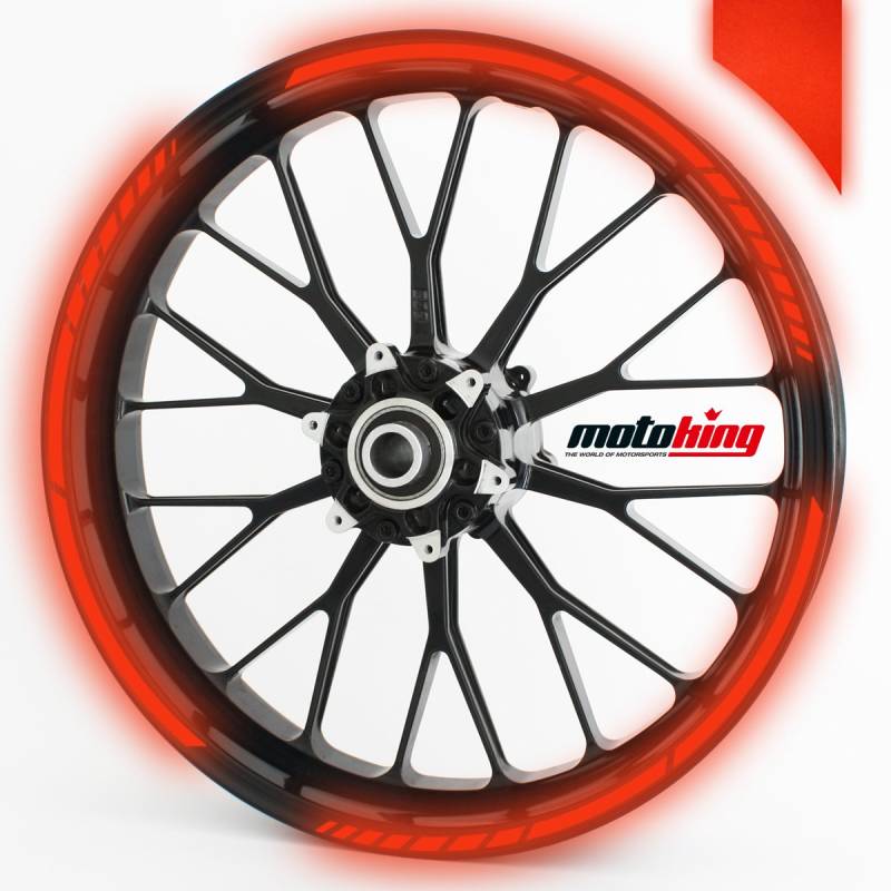 Motoking Felgenrandaufkleber im GP Design REFLEKTIEREND/für 15" bis 19" / REFLEKTIEREND ROT von Motoking