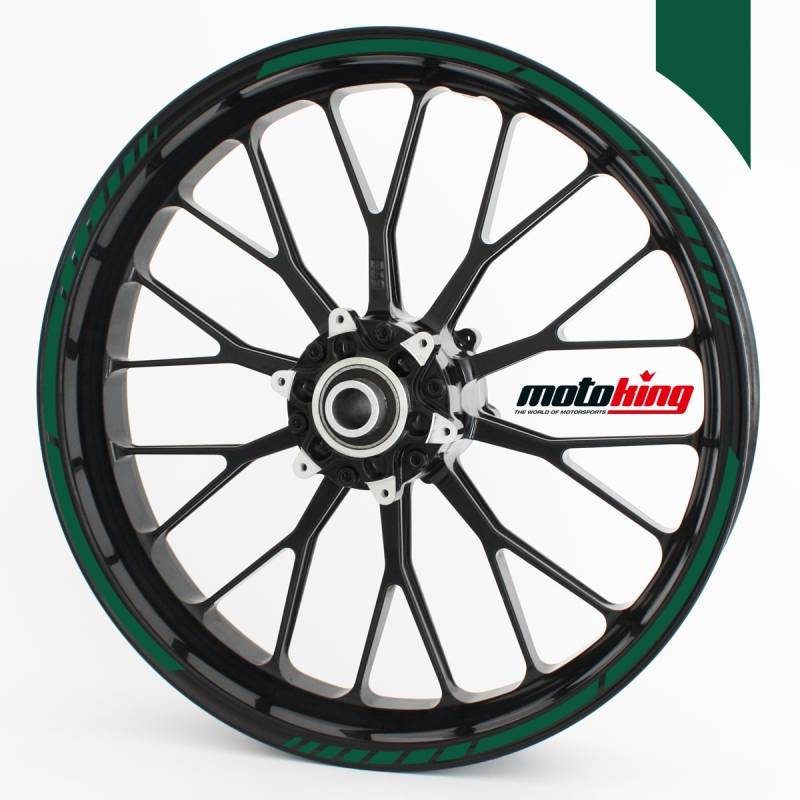 Motoking Felgenrandaufkleber im GP-Design in MATT/für 10" bis 14" / DUNKELGRÜN MATT von Motoking