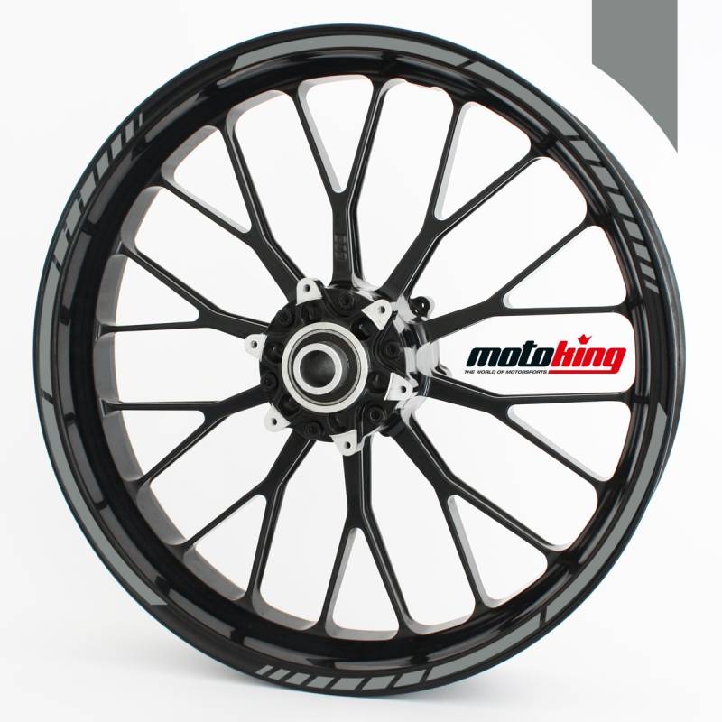 Motoking Felgenrandaufkleber im GP-Design in MATT/für 10" bis 14" / MAUSGRAU MATT von Motoking