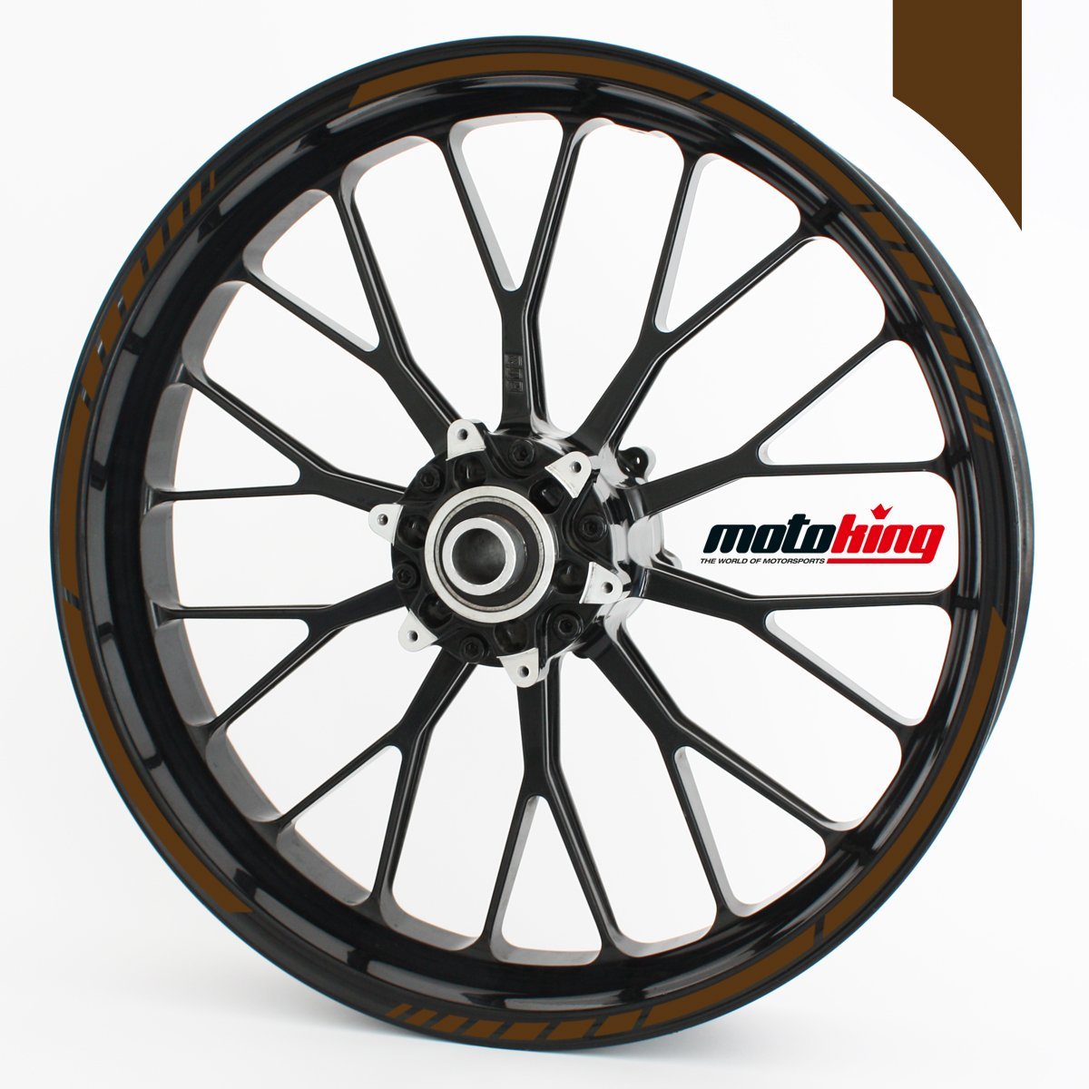 Motoking Felgenrandaufkleber im GP-Design in MATT/für 15" bis 19" / BRAUN MATT von Motoking